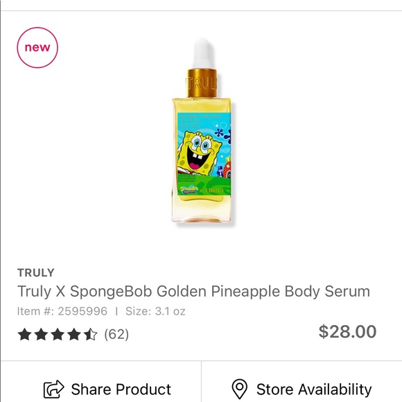 SpongeBob SquarePants x Truly Golden Pineapple Body Serum - Picture 4 of 5
